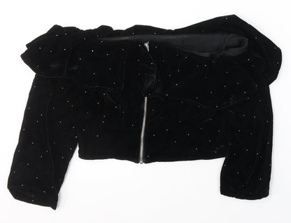 Womens UK Size 8 Topshop Black Cropped Blouse