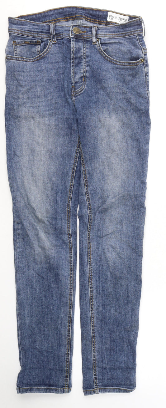 Denim & Co. Mens Blue  Cotton Skinny Jeans Size 28 in L30 in Slim Button