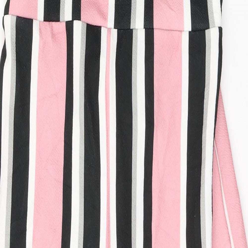 Missguided Womens Pink Striped Polyester Jumpsuit One-Piece Size 6 L20 in Tie