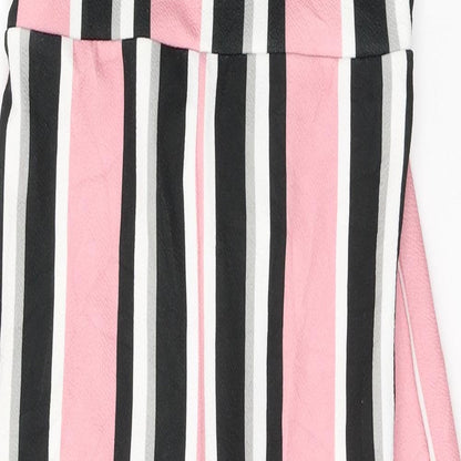 Missguided Womens Pink Striped Polyester Jumpsuit One-Piece Size 6 L20 in Tie