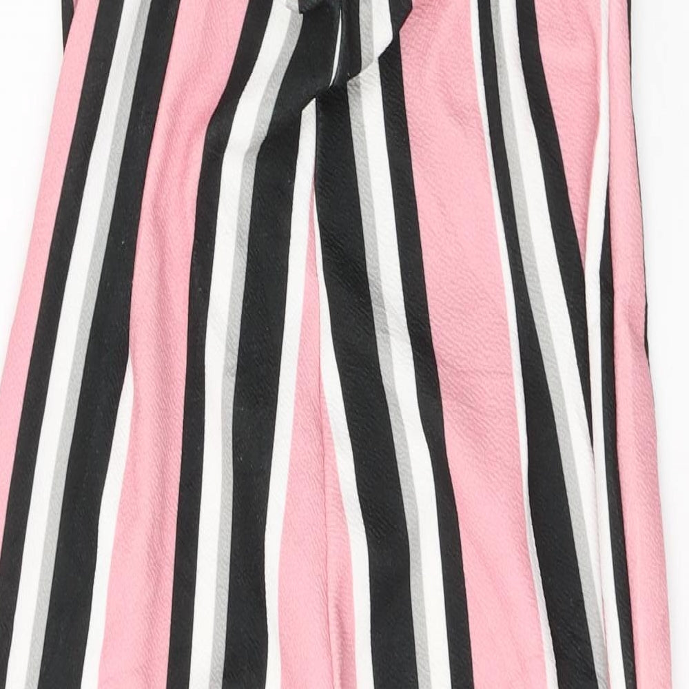 Missguided Womens Pink Striped Polyester Jumpsuit One-Piece Size 6 L20 in Tie