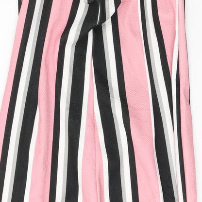 Missguided Womens Pink Striped Polyester Jumpsuit One-Piece Size 6 L20 in Tie