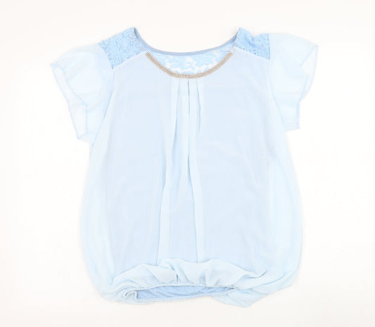 Womens UK Size M Preworn Blue Basic Blouse