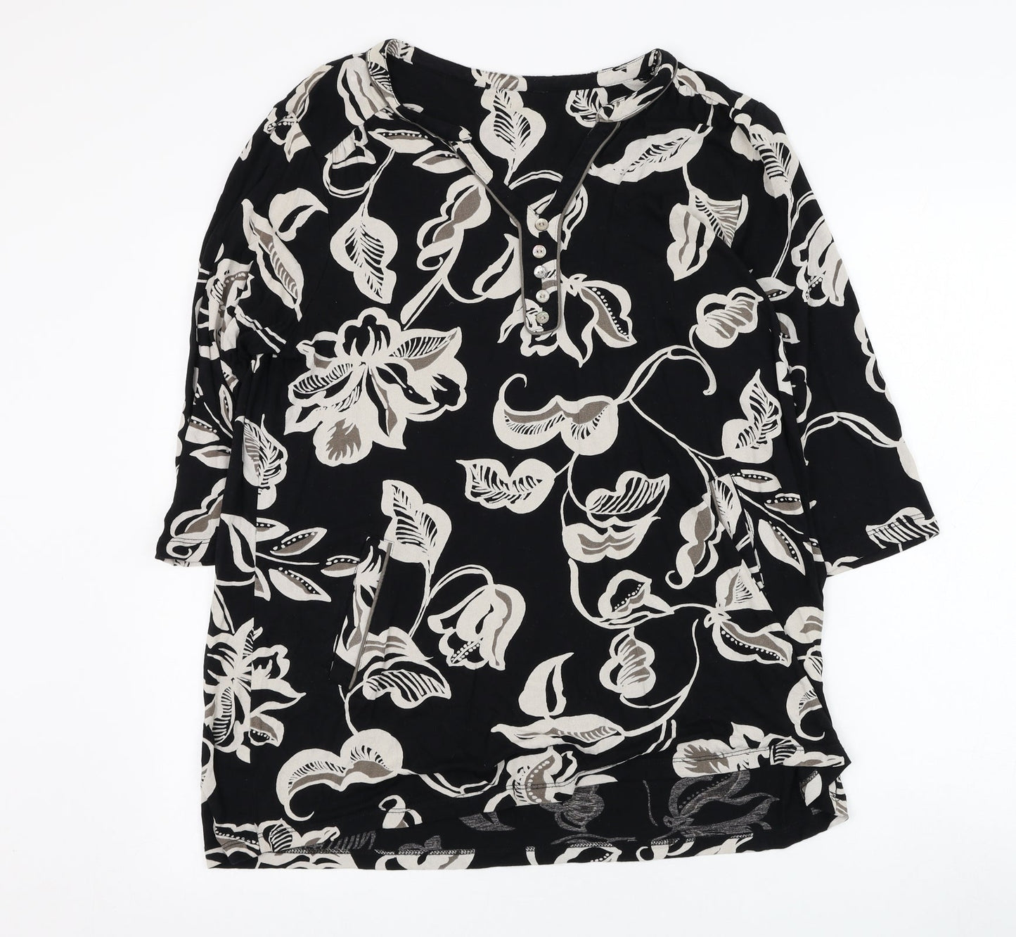 Womens UK Size L Preworn Black Basic Blouse