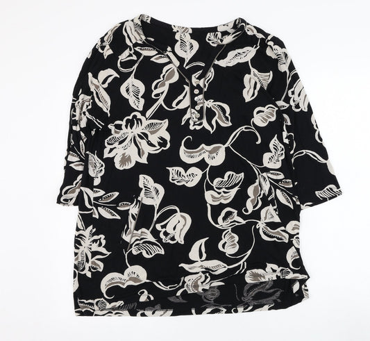 Womens UK Size L Preworn Black Basic Blouse