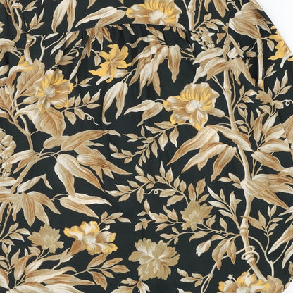 H&M Womens Black Floral Polyester Basic Button-Up Size 6 Collared