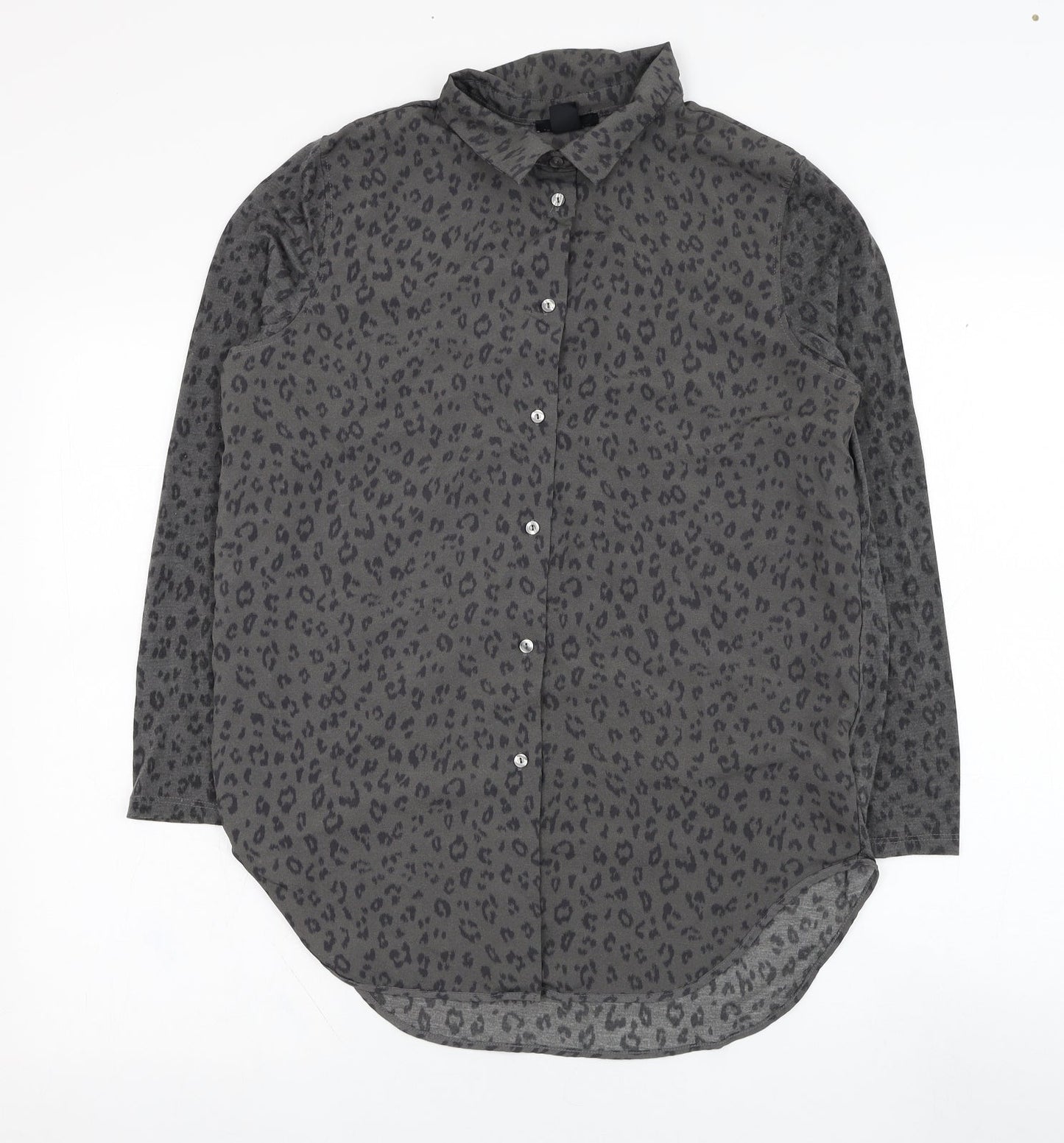 Womens UK Size XS H&M Grey Basic Button-Up