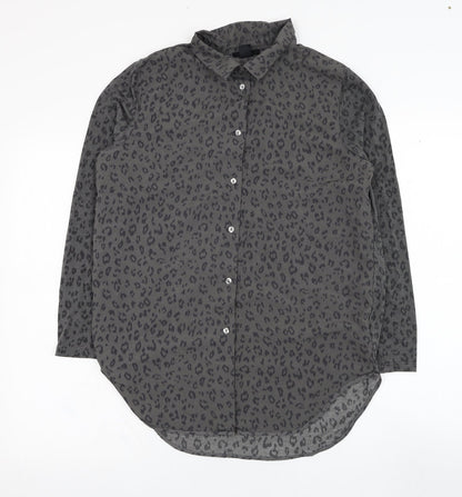 Womens UK Size XS H&M Grey Basic Button-Up