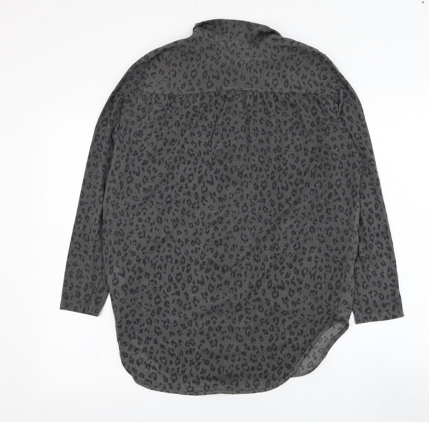 Womens UK Size XS H&M Grey Basic Button-Up