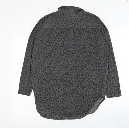 Womens UK Size XS H&M Grey Basic Button-Up