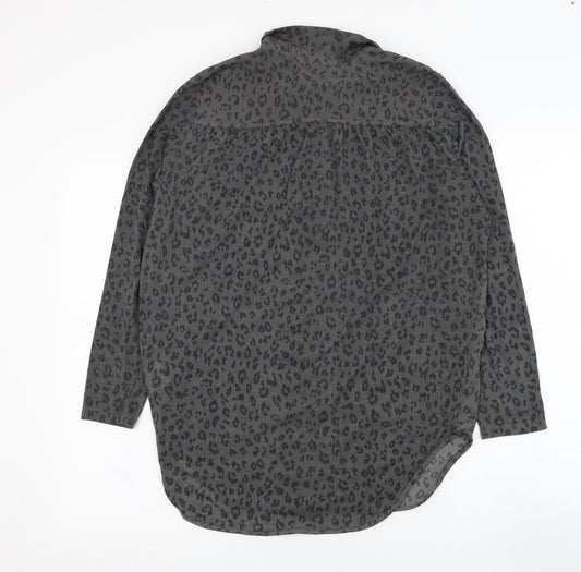 Womens UK Size XS H&M Grey Basic Button-Up