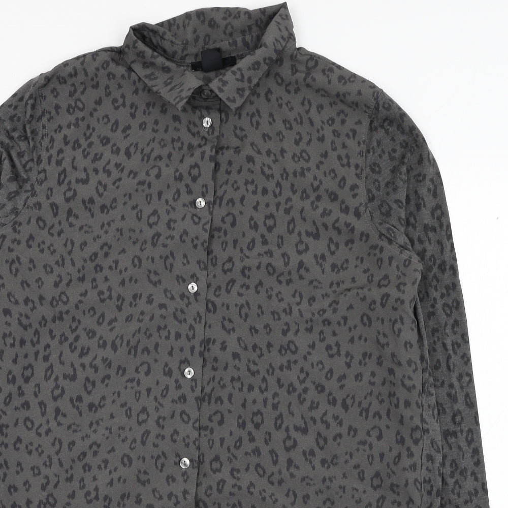 Womens UK Size XS H&M Grey Basic Button-Up