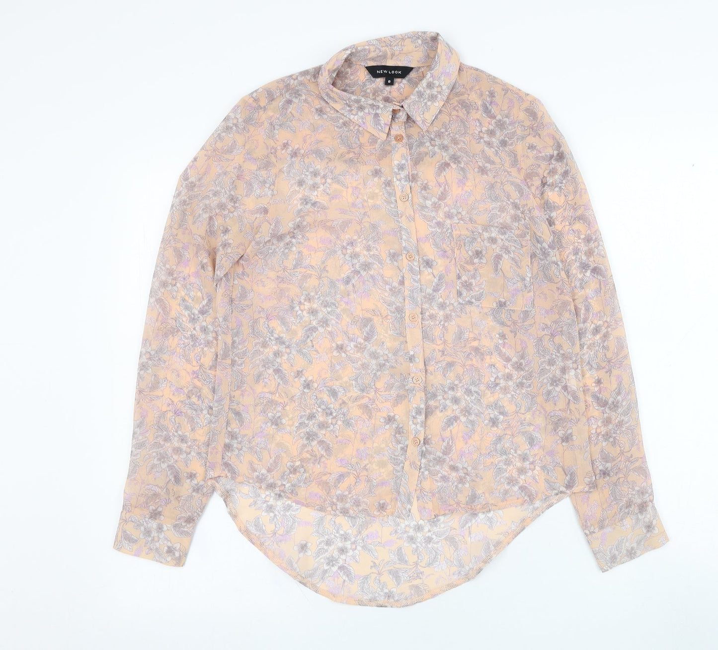 Womens UK Size 8 New Look Pink Basic Button-Up