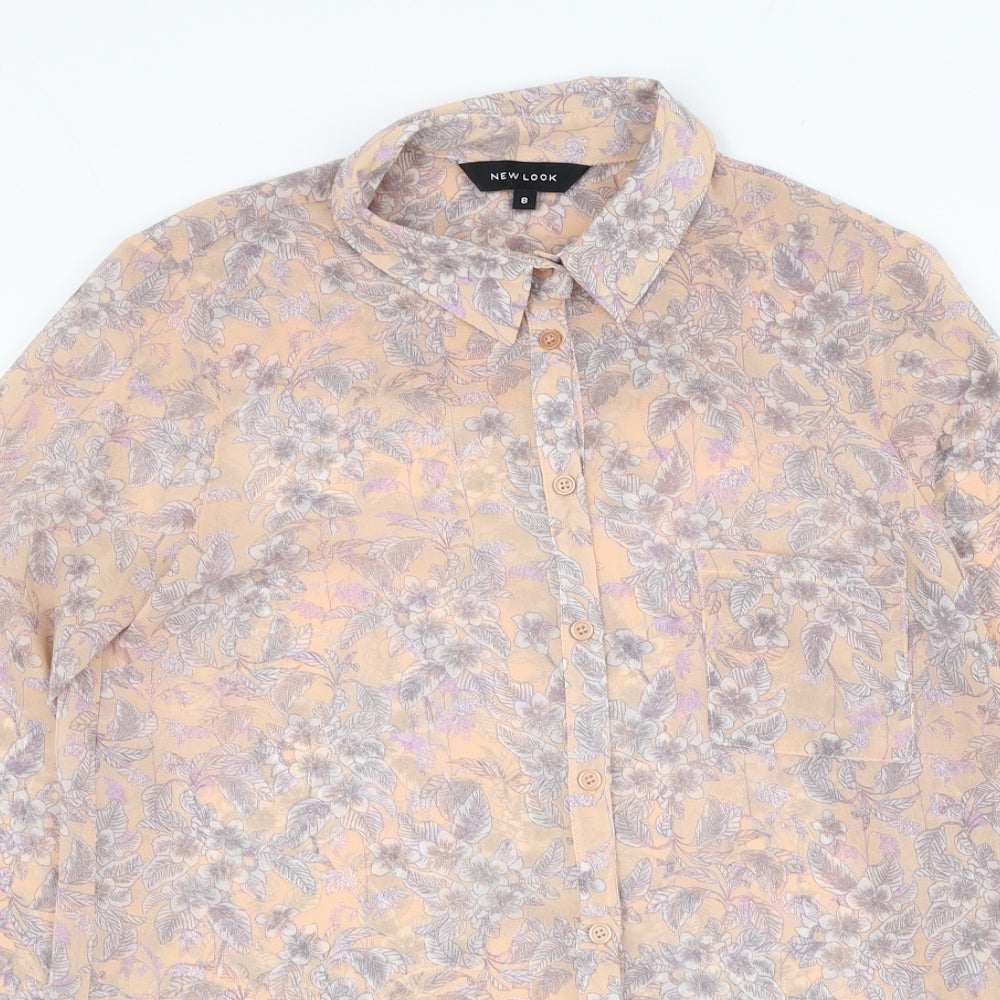 Womens UK Size 8 New Look Pink Basic Button-Up