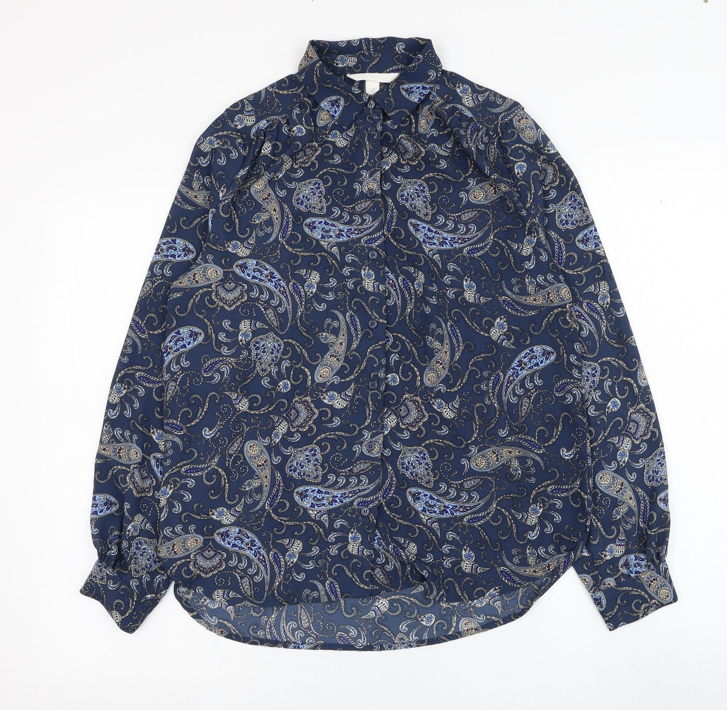 Womens UK Size 6 H&M Blue Basic Button-Up