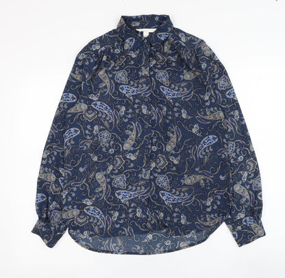 Womens UK Size 6 H&M Blue Basic Button-Up