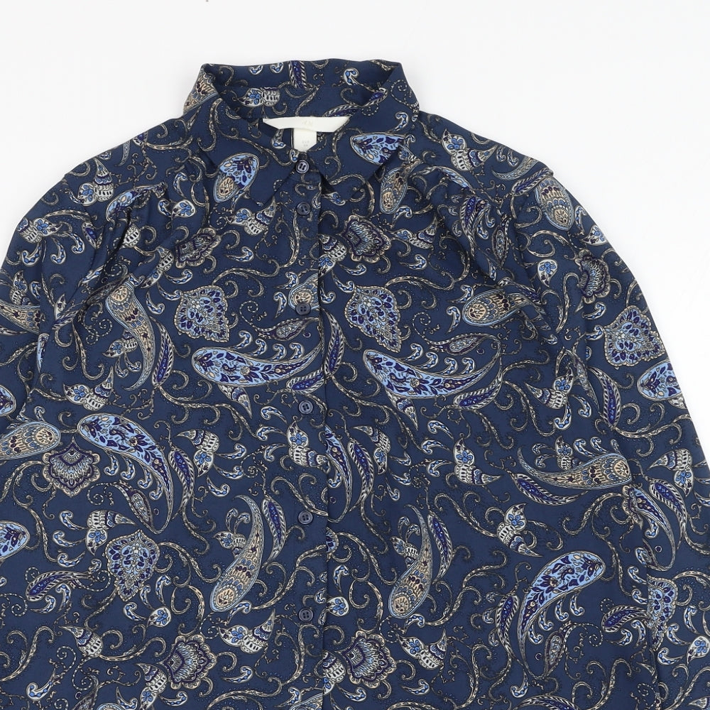 Womens UK Size 6 H&M Blue Basic Button-Up