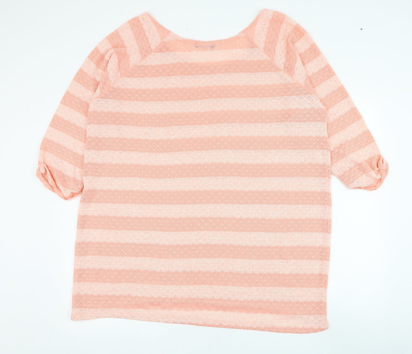 George Womens Pink Round Neck Striped Polyester Pullover Jumper Size XL