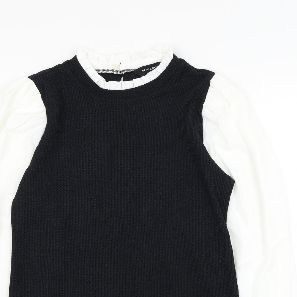 Womens UK Size 10 New Look Black Basic Blouse