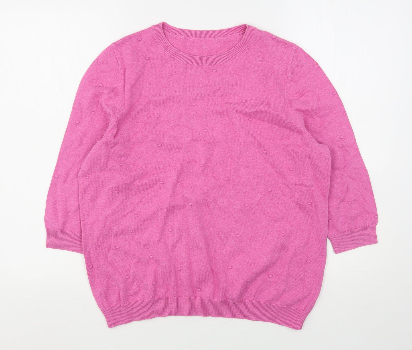 TU Womens Pink Round Neck  Cotton Pullover Jumper Size 16