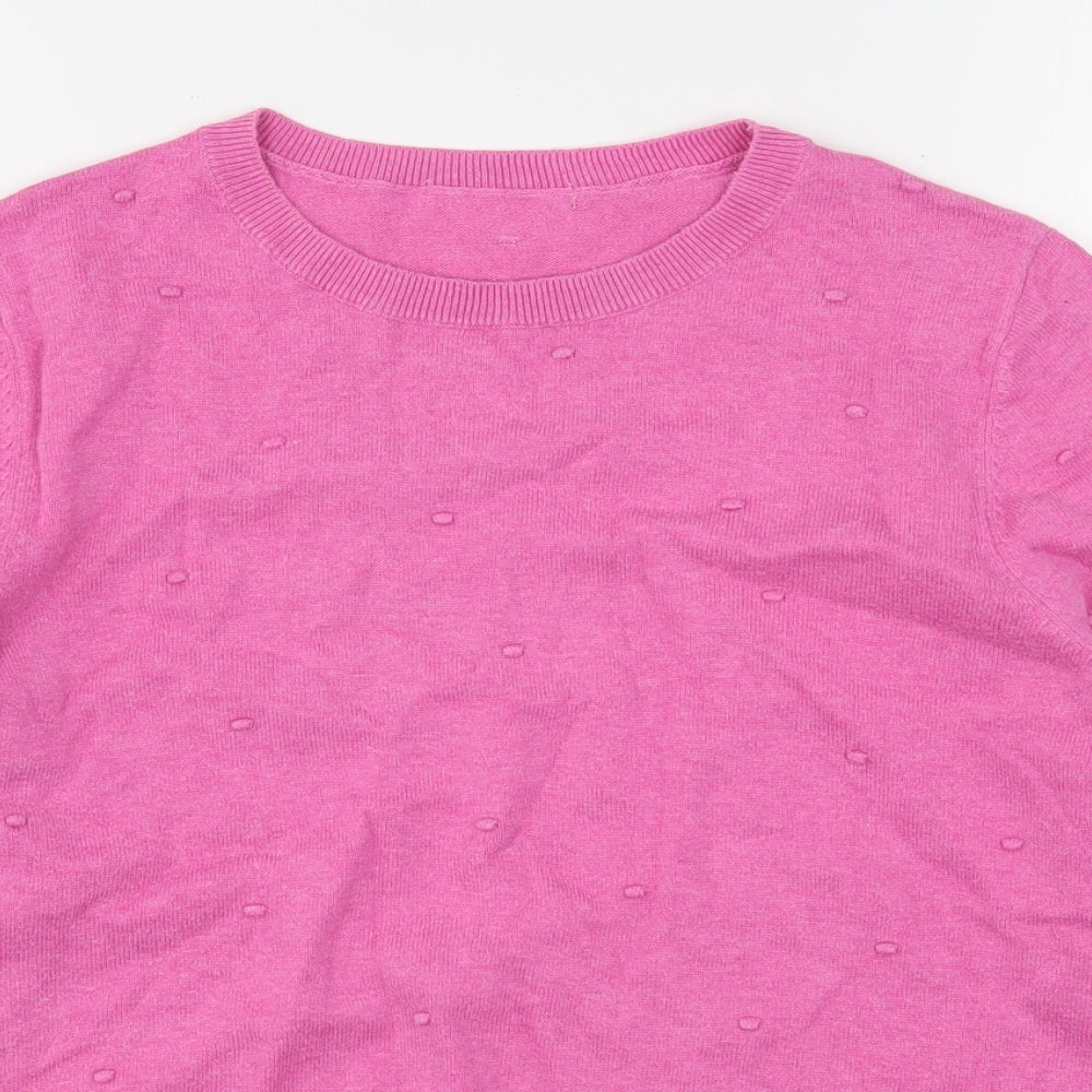 TU Womens Pink Round Neck  Cotton Pullover Jumper Size 16