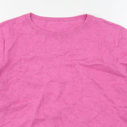 TU Womens Pink Round Neck  Cotton Pullover Jumper Size 16