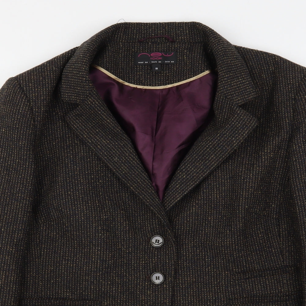 New Look Womens Brown  Polyester Jacket Sport Coat Size 18