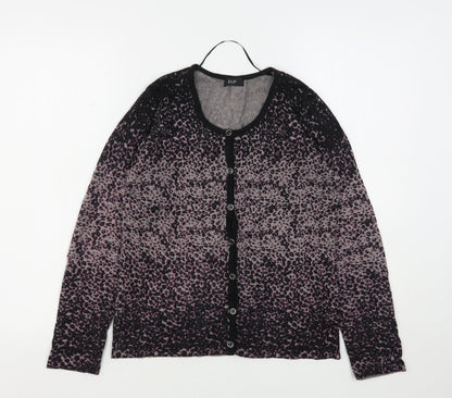 F&F Womens Multicoloured Round Neck Animal Print Acrylic Cardigan Jumper Size 8