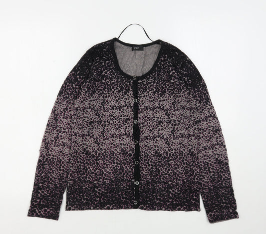 F&F Womens Multicoloured Round Neck Animal Print Acrylic Cardigan Jumper Size 8
