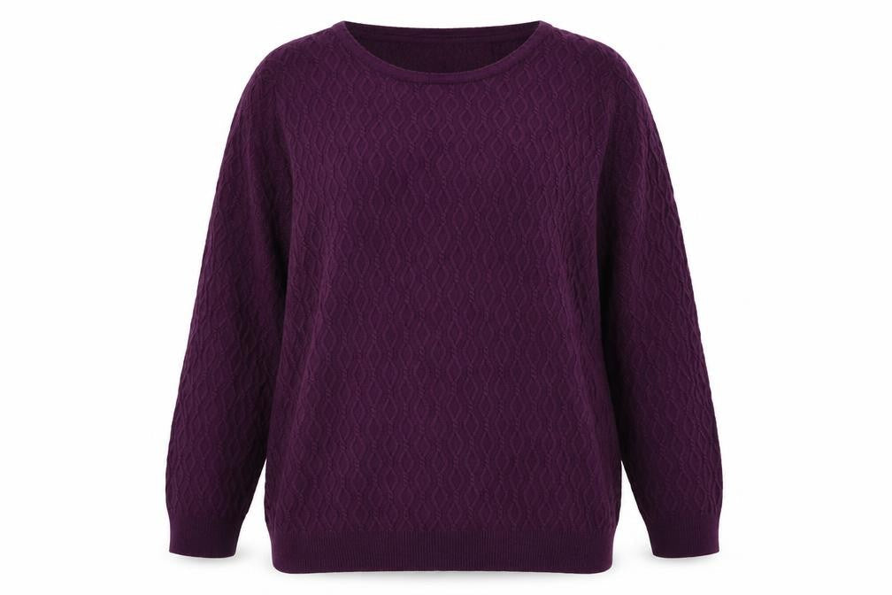 Country Casuals Womens Purple Round Neck Argyle/Diamond Cotton Pullover Jumper Size M