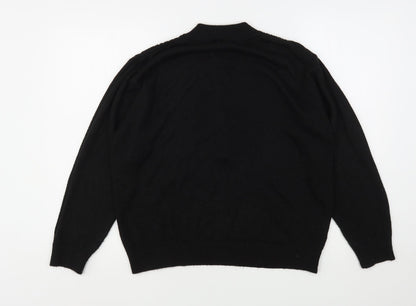 Compliments Womens Black Round Neck  Acrylic Pullover Jumper Size 16