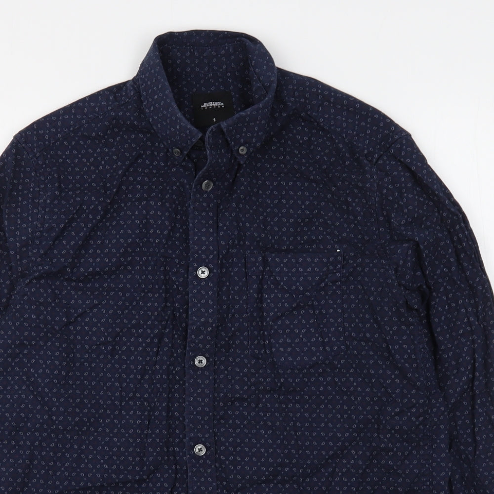 Mens UK Size S Burton Blue  Button-Up Long Sleeve Casual Shirt