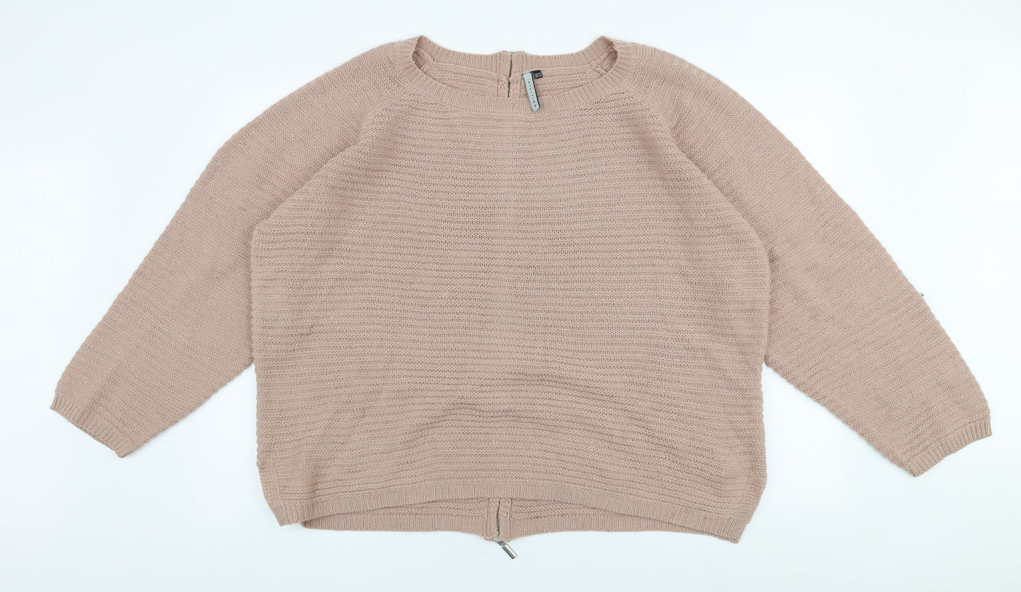 Intuition Womens Pink Round Neck  Acrylic Pullover Jumper Size 20