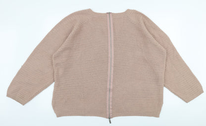 Intuition Womens Pink Round Neck  Acrylic Pullover Jumper Size 20