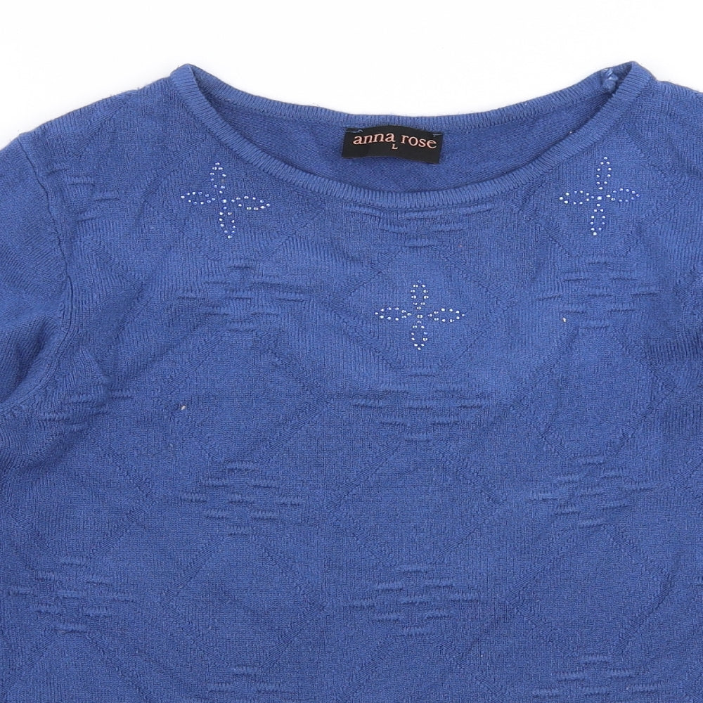 Womens UK Size L Anna Rose Blue Pullover Jumper