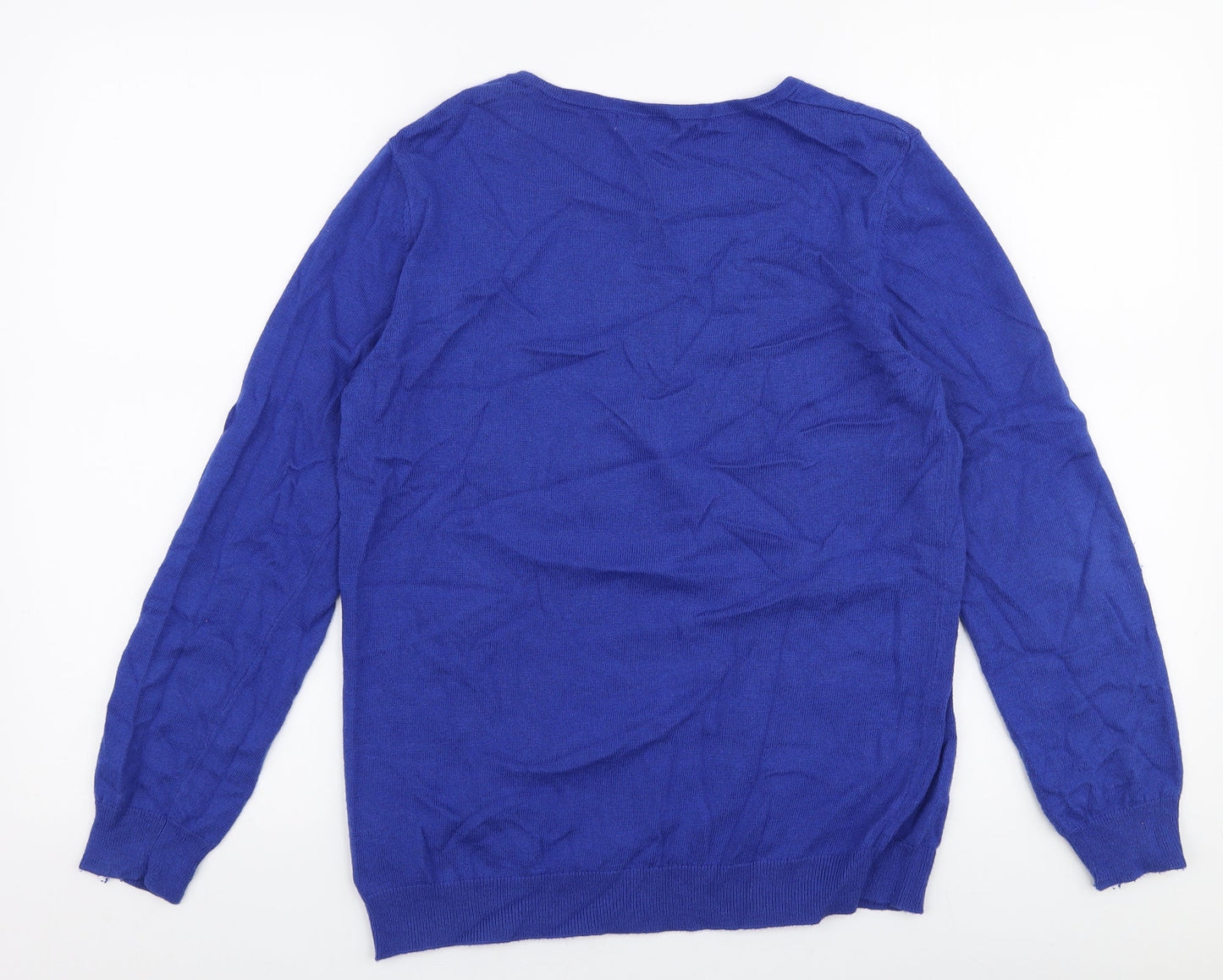Damart Womens Blue Round Neck  Viscose Pullover Jumper Size 10