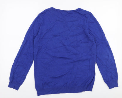 Damart Womens Blue Round Neck  Viscose Pullover Jumper Size 10