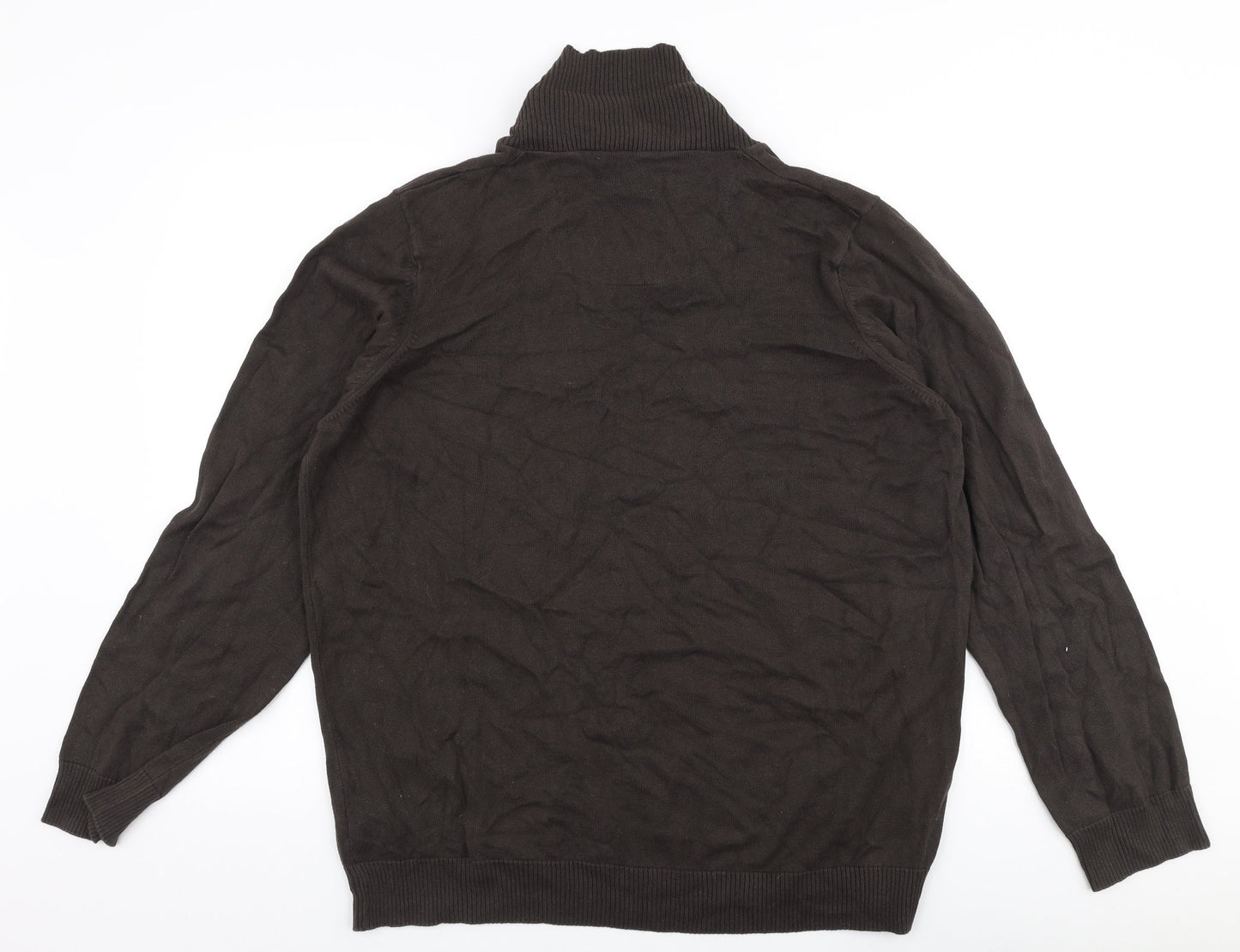 North Coast Mens Brown Collared  Cotton Pullover Jumper Size 2XL