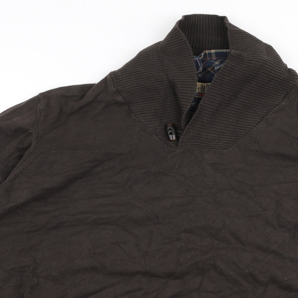 North Coast Mens Brown Collared  Cotton Pullover Jumper Size 2XL