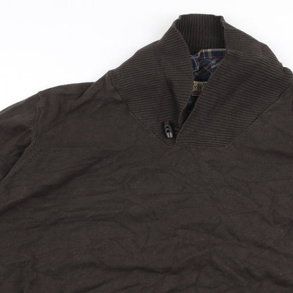 North Coast Mens Brown Collared  Cotton Pullover Jumper Size 2XL