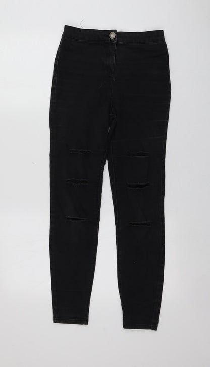 Womens UK Size 8 Papaya Regular Fit Skinny Black Jeans