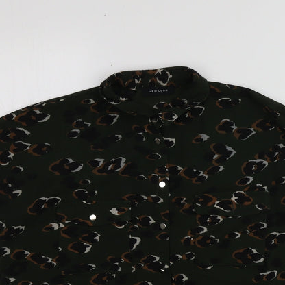 Womens UK Size 8 New Look Green Basic Button-Up