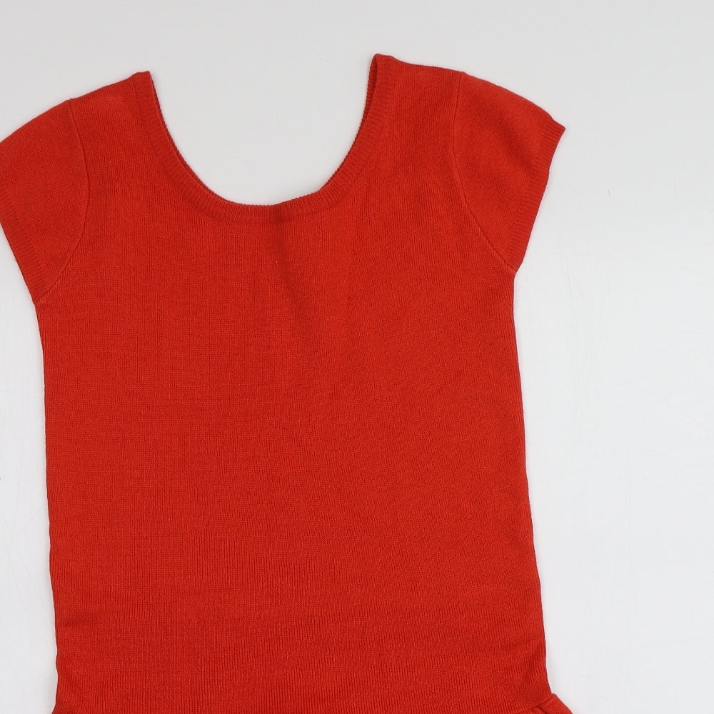 Primark Womens Orange  Acrylic Jumper Dress  Size 6  Round Neck