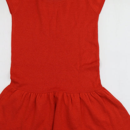 Primark Womens Orange  Acrylic Jumper Dress  Size 6  Round Neck