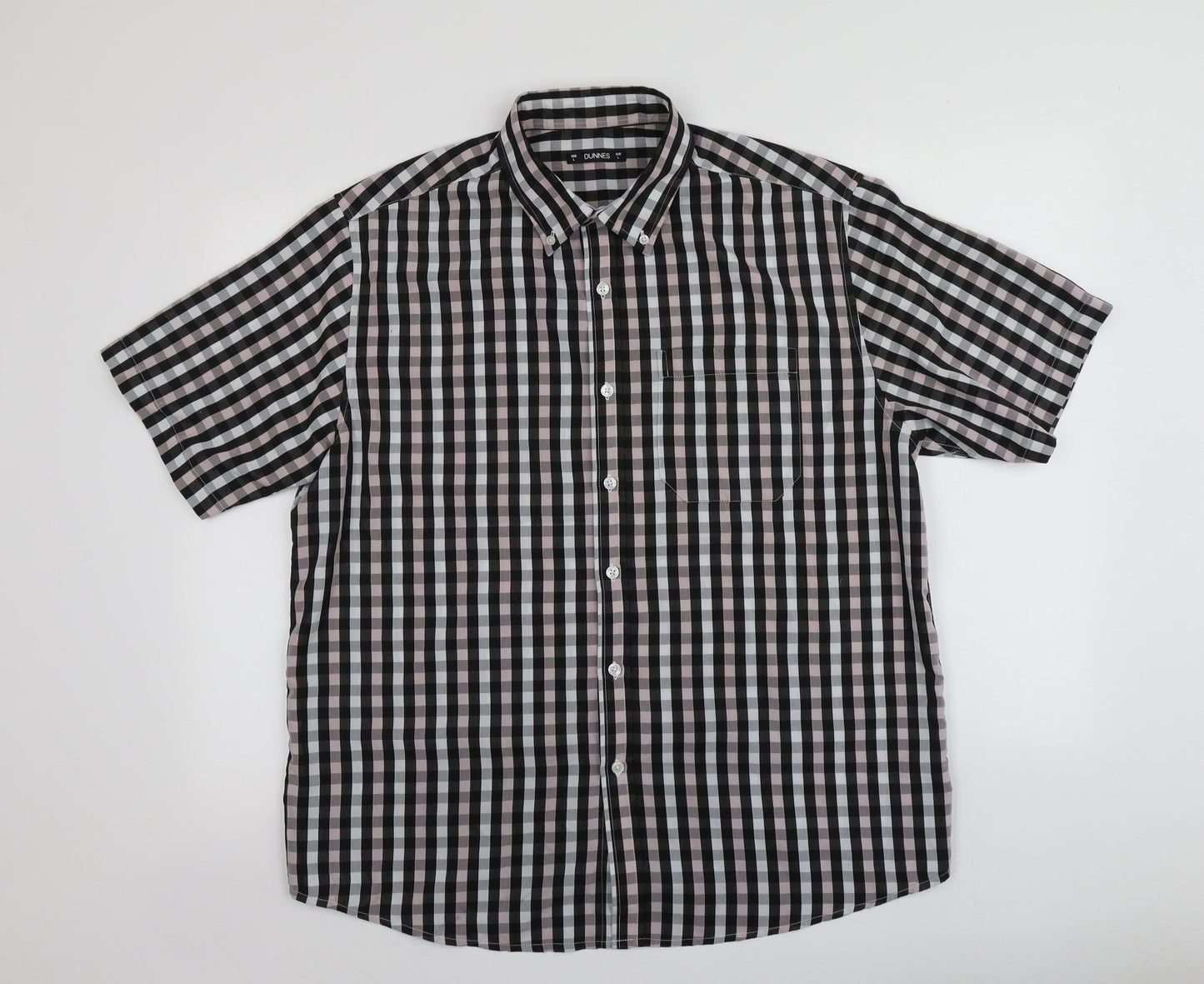 Mens UK Size L Dunnes Stores Multicoloured  Button-Up Short Sleeve Casual Shirt