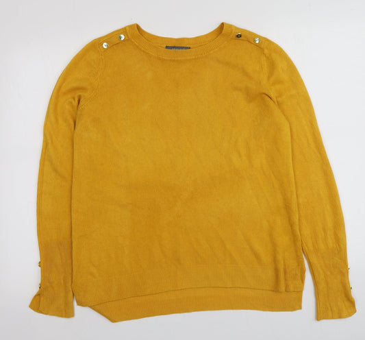 Primark Womens Yellow Round Neck  Acrylic Pullover Jumper Size S