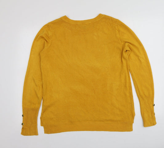 Primark Womens Yellow Round Neck  Acrylic Pullover Jumper Size S