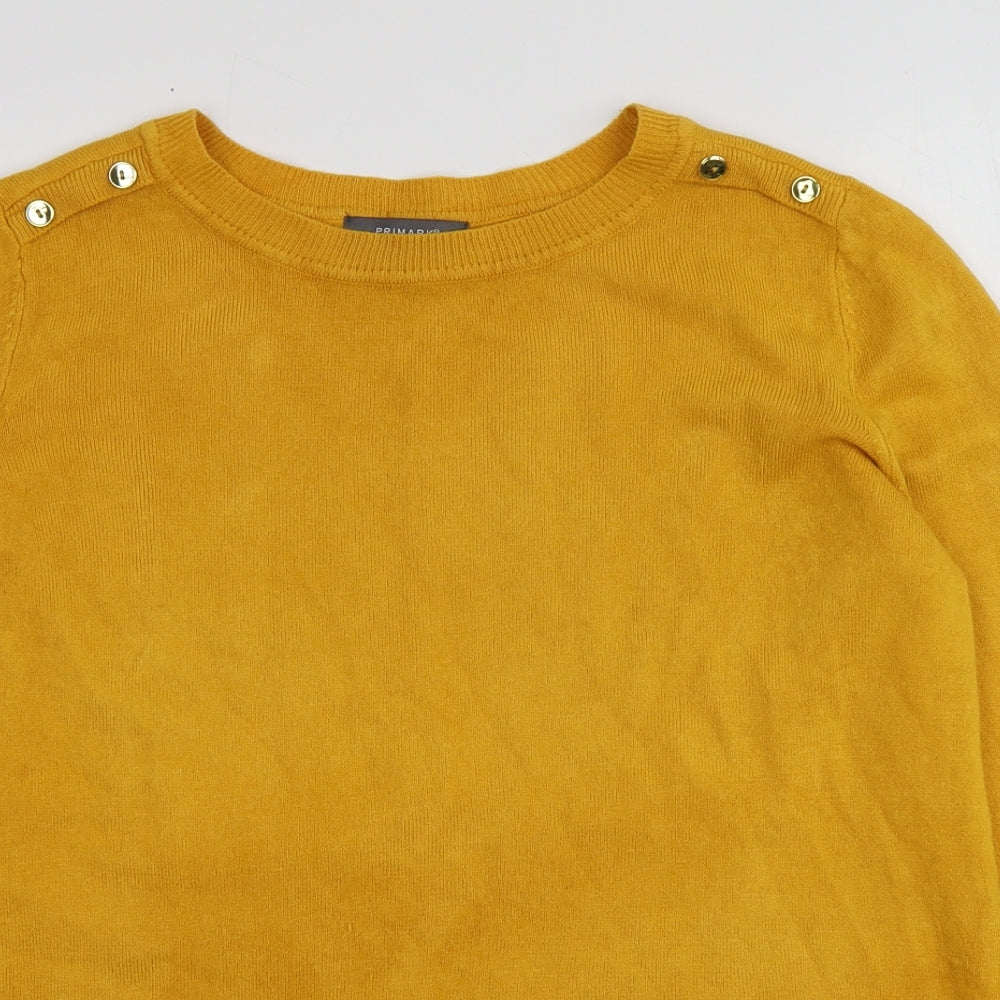 Primark Womens Yellow Round Neck  Acrylic Pullover Jumper Size S