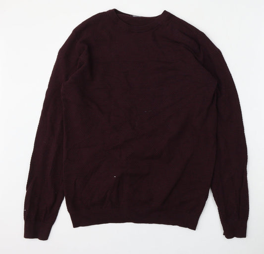 Matalan Mens Red Round Neck  Cotton Pullover Jumper Size L