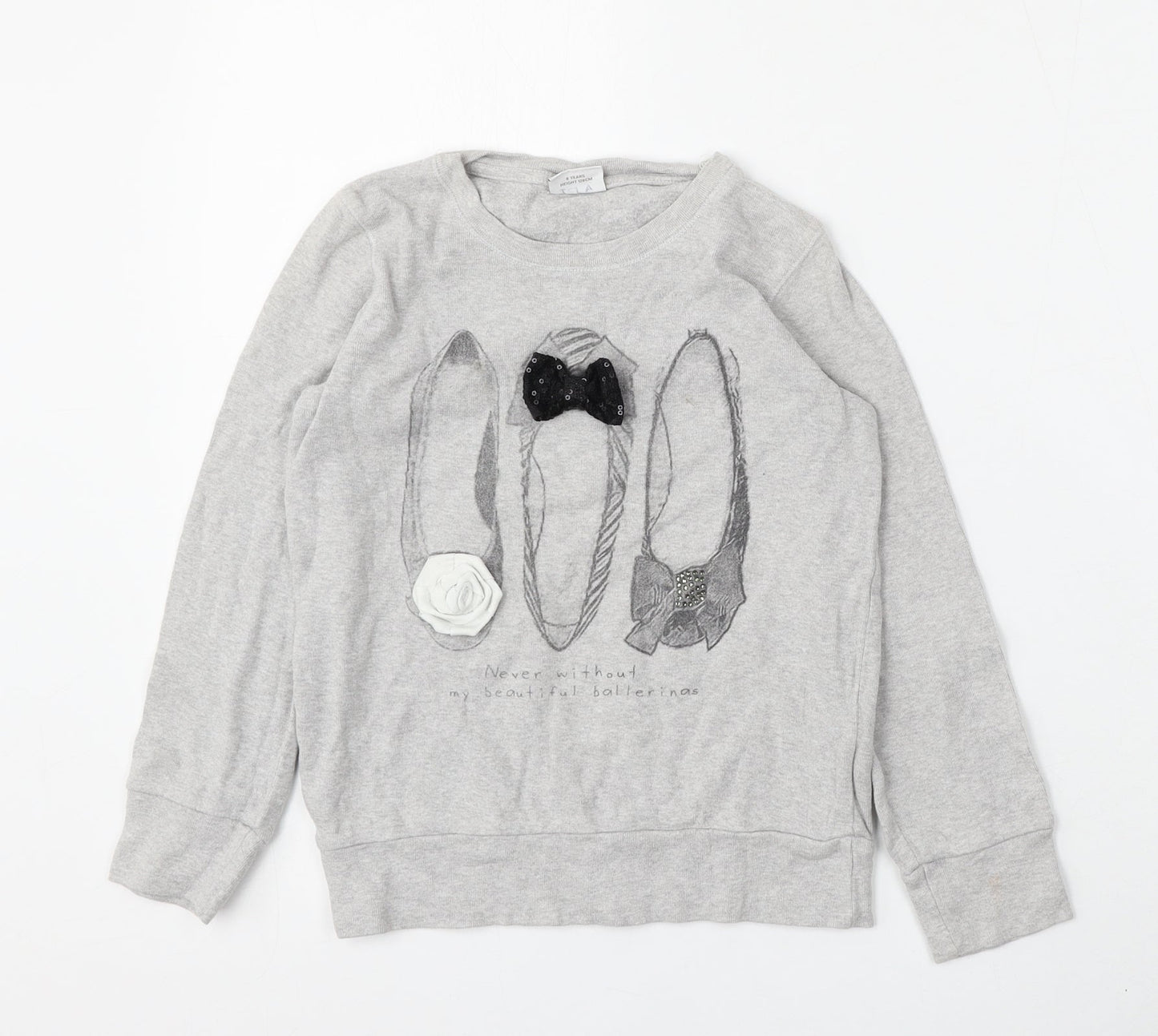 NEXT Girls Grey  Cotton Pullover Sweatshirt Size 8 Years